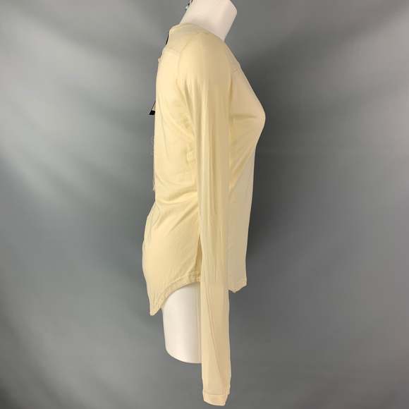 ANN DEMEULEMEESTER Size 2 Cream "Ivory Youth" Cotton Solid Long Sleeve T-Shirt - Picture 2 of 5